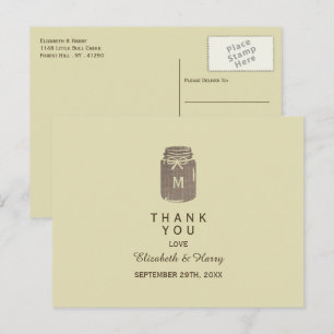 Carte Postale Pays Burlap Mason Jar Mariage Merci