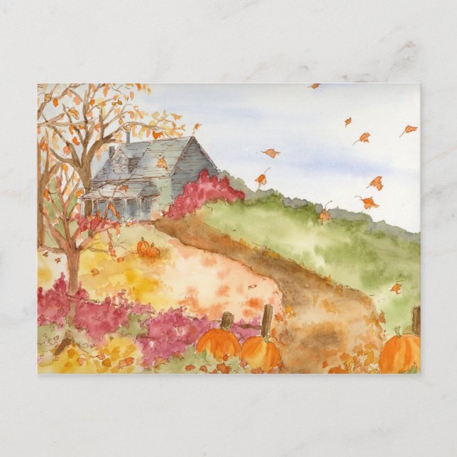 Carte Postale Pays Cabine paysage d'automne Nous avons déménagé (Devant)