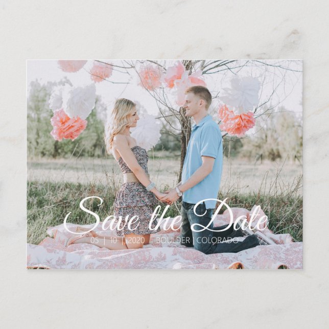 Carte Postale Pays chic | Enregistrer la photo de date (Devant)