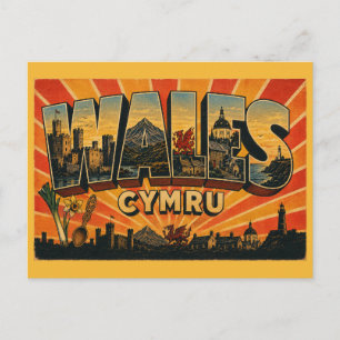 Carte Postale Pays de Galles Cymru Art de voyage vintage