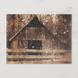 Carte Postale Pays de neige primitif hiver Campagne Vielle grang