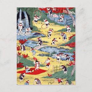 Carte Postale Pays des chats japonais, Utagawa Kunitoshi