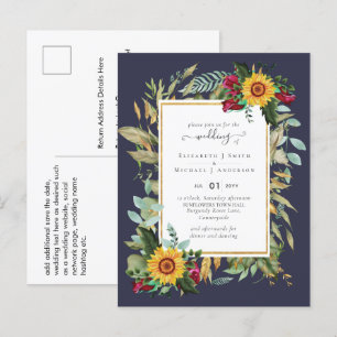 Carte Postale Pays Fleurs de soleil rustiques Bourgogne Mariage 