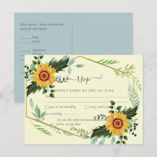 Carte Postale Pays Fleurs de soleil rustiques Vert Budget Mariag