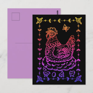 CARTE POSTALE PAYS HEN, OEUFS, POULET & FOLK ART FRONTIÈRE