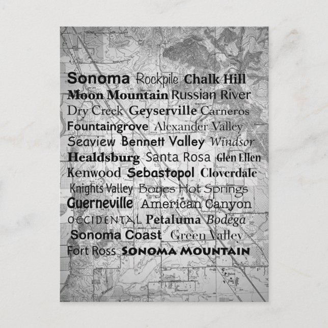 Carte Postale Pays viticole de Sonoma (Devant)