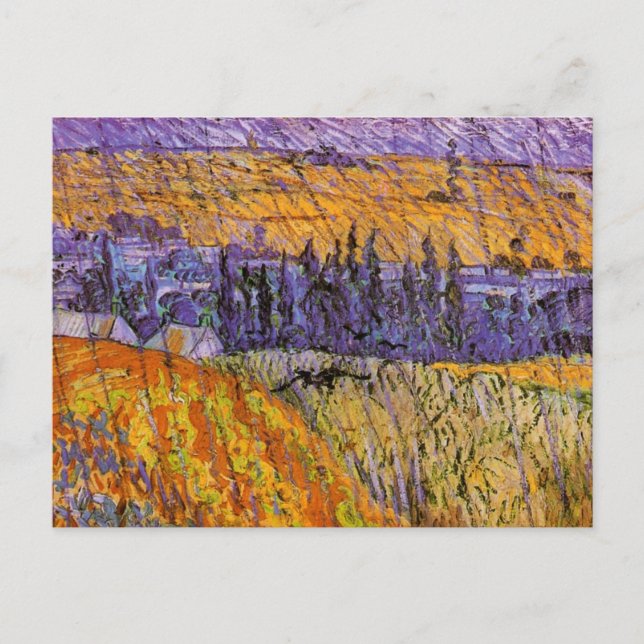 Carte Postale Paysage à Auvers en pluie par Vincent van Gogh (Devant)