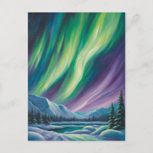 Carte Postale Paysage Abstrait avec aurores boréales