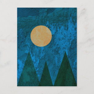 Carte Postale Paysage Abstrait Montagnes d'art Lune Ciel