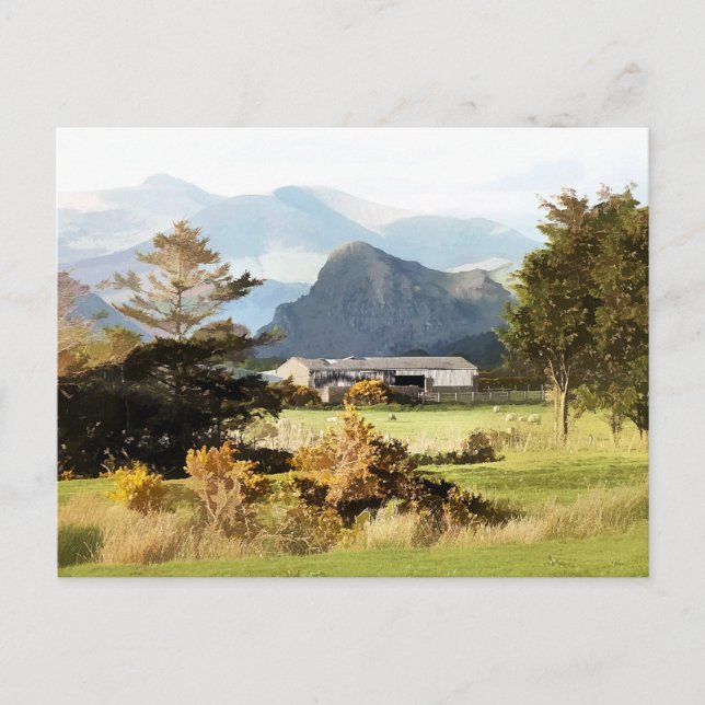 CARTE POSTALE PAYSAGE AGRICOLE ET MONTAGNE BIEN ÉLÉGÉ (Devant)