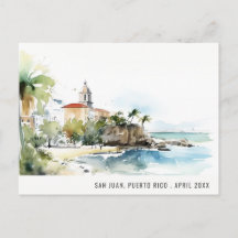 Paysage aquarelle de San Juan Porto Rico Voyage