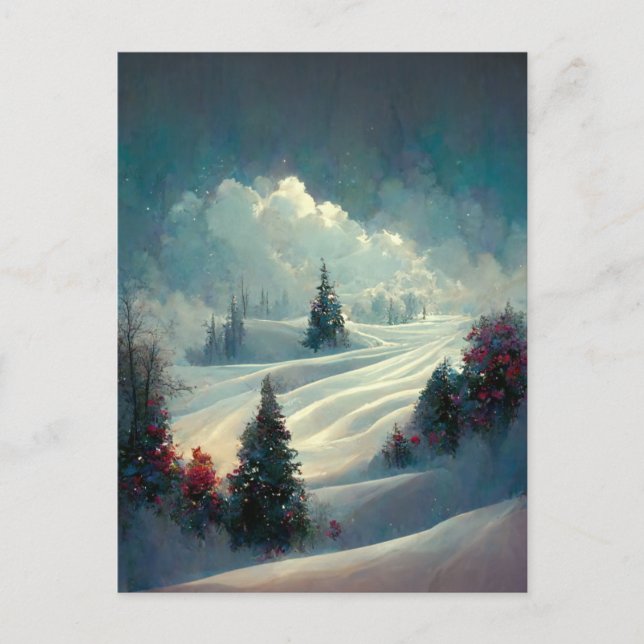 Carte postale paysage arbre de Noël entreprise ave (Devant)