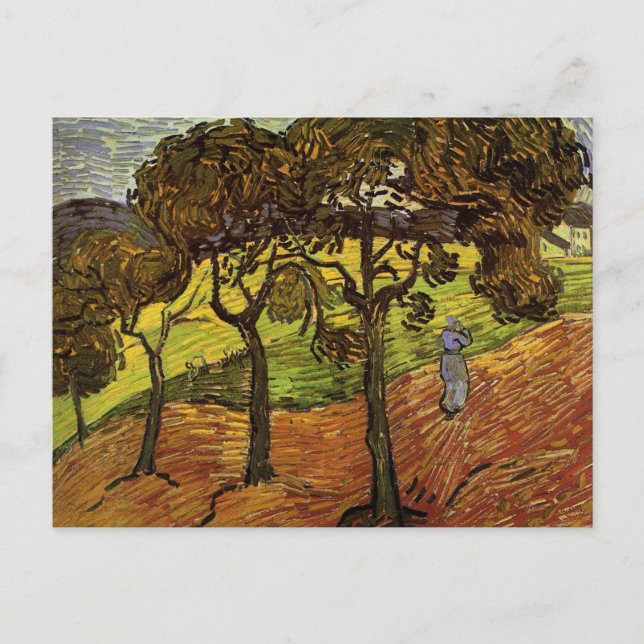 Carte Postale Paysage, arbres et figures par Vincent van Gogh (Devant)