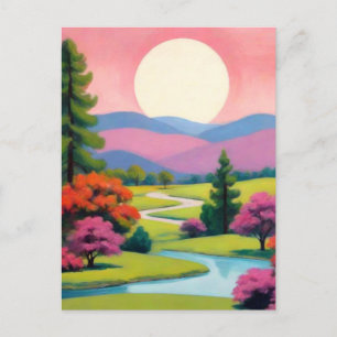 Carte Postale Paysage artistique rose coloré