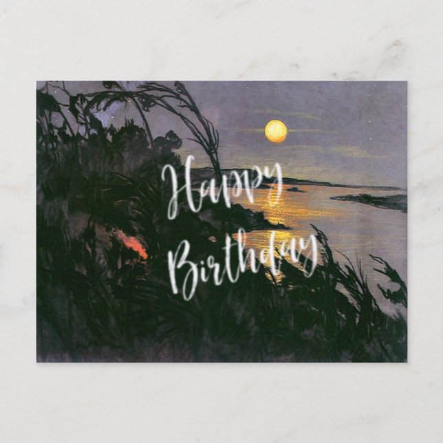 Carte Postale Paysage australien avec Pleine lune-Joyeux anniver (Devant)