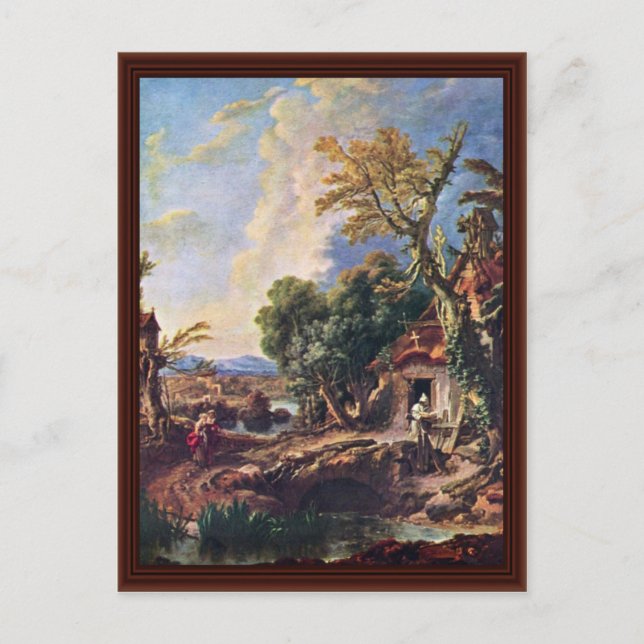 Carte Postale Paysage Avec Frère Lucas Par François Boucher (Devant)