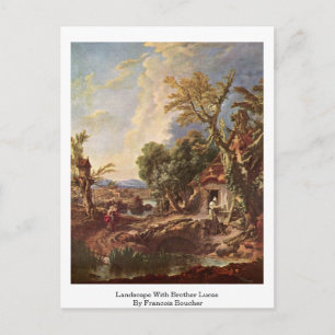 Carte Postale Paysage avec frère Lucas par François Boucher