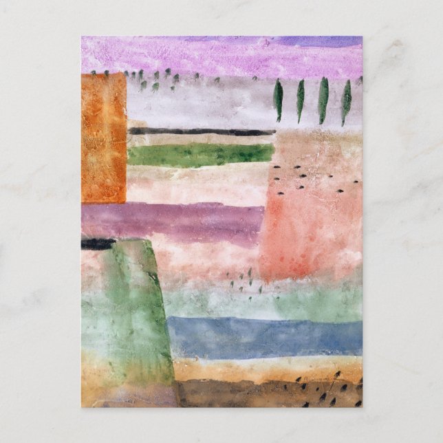 Carte Postale Paysage avec peupliers - Paul Klee - Art Abstrait (Devant)