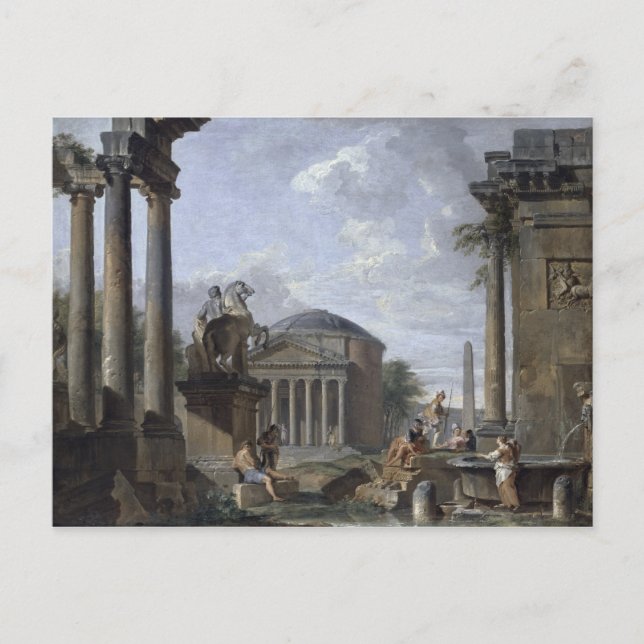 Carte Postale Paysage avec ruines romaines (Devant)