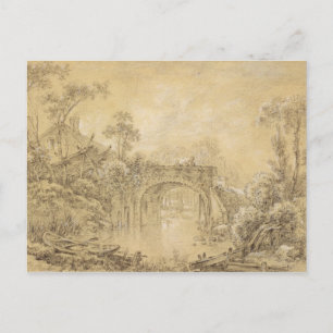 Carte Postale Paysage avec un pont rustique