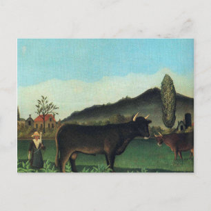 Carte Postale Paysage avec vache par Henri Rousseau