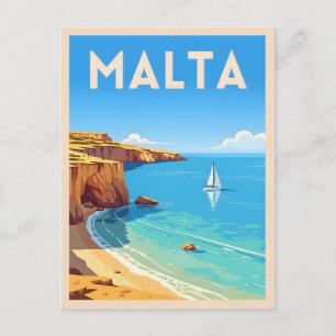 Carte Postale Paysage balnéaire de Malte Vintage voyage