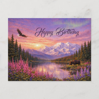 Carte Postale Paysage coloré d'Alaska pour un anniversaire