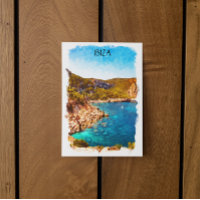 Paysage coloré Ibiza Espagne aquarelle