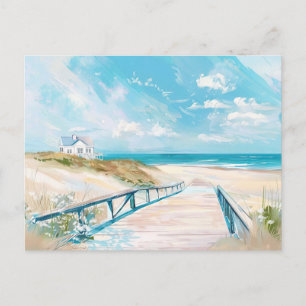 Carte Postale paysage côtier bleu clair et blanc