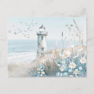 Carte Postale paysage côtier bleu clair et blanc