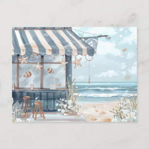 Carte Postale paysage côtier bleu clair et blanc