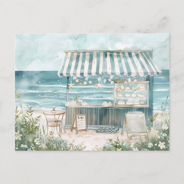 Carte Postale paysage côtier bleu clair et blanc (Devant)