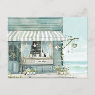 Carte Postale paysage côtier bleu clair et blanc