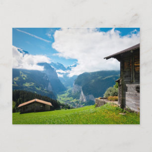 Carte Postale Paysage dans la vallée de Lauterbrunnen en Suisse