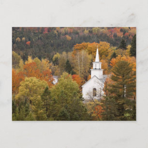 Carte Postale Paysage d'automne avec église, Vermont, États-Unis