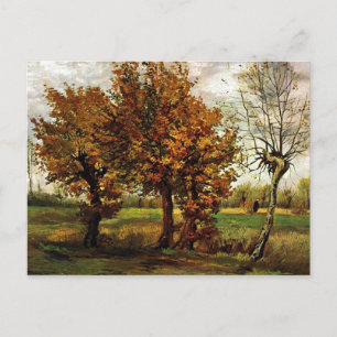 Carte Postale Paysage d'automne avec quatre arbres par van Gogh
