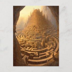 Carte Postale Paysage de château de labyrinthe surréaliste Art F