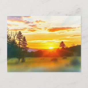 Carte Postale Paysage de coucher de soleil de la nature paisible