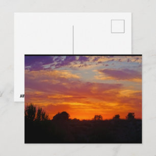 Carte Postale Paysage de coucher de soleil enflammé