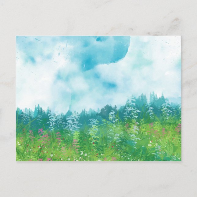 Carte Postale Paysage de ferme aquarelle 4 (Devant)