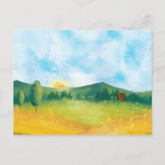 Carte Postale Paysage de ferme hydrocouleur 3