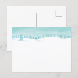 Carte Postale Paysage De Forêt D'Hiver Neige Avec Des Épinettes