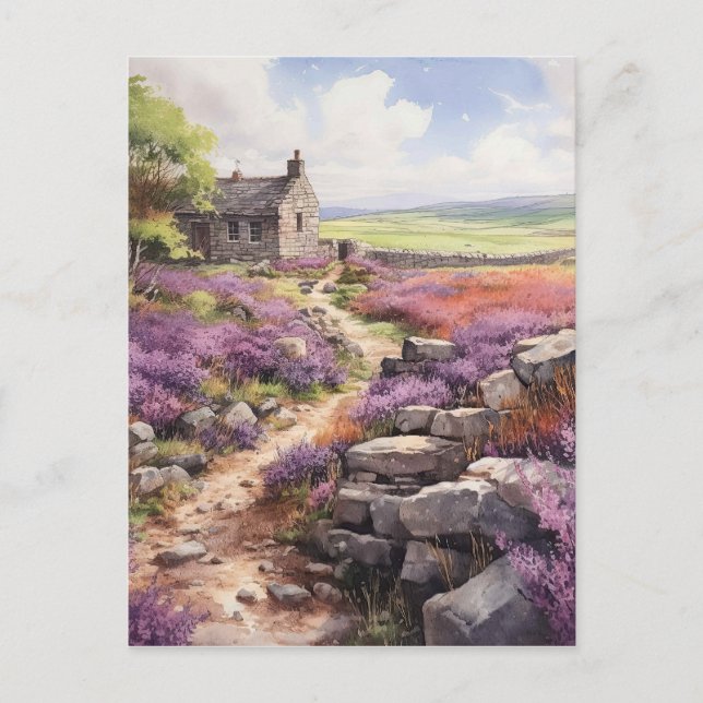 Carte Postale Paysage De Heather Moorland Et Stone House (Devant)