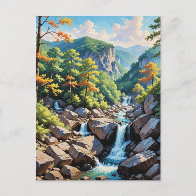 Carte Postale Paysage de la cascade de Serene Mountain (Devant)