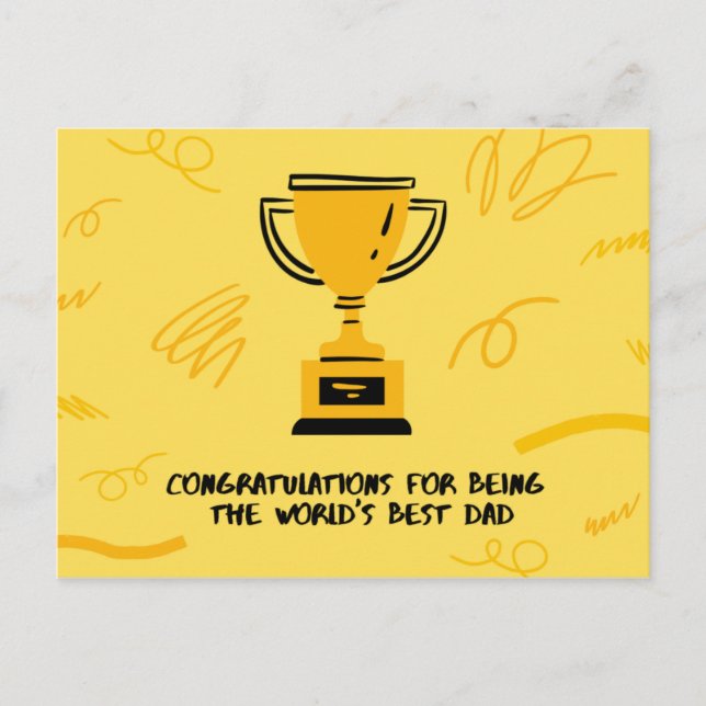 Carte Postale Paysage de la fête des pères avec un trophée d'or (Devant)