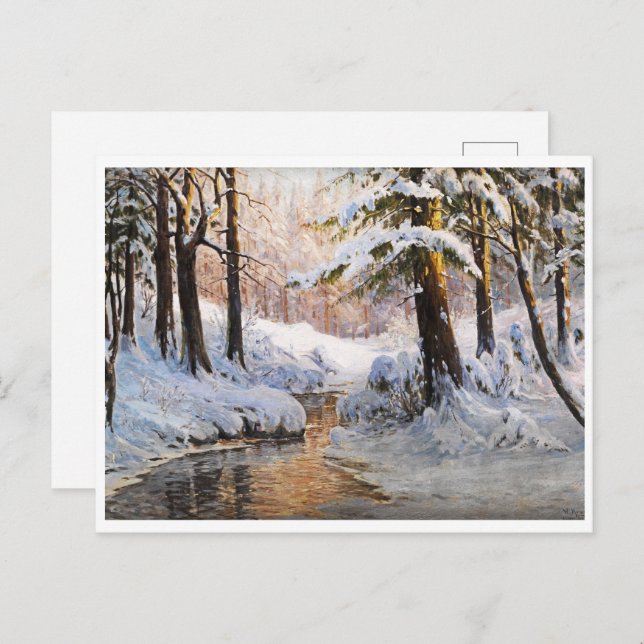 Carte Postale Paysage de la forêt de neige, Walter Moras (Devant / Derrière)