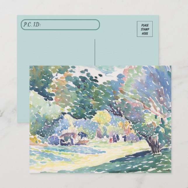 Carte postale Paysage de l'aquarelle (Devant / Derrière)