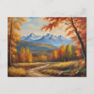 Carte Postale Paysage de montagne et de forêt automnale 