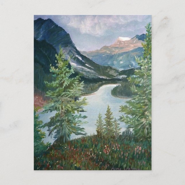 Carte Postale Paysage de montagne peinte (Devant)