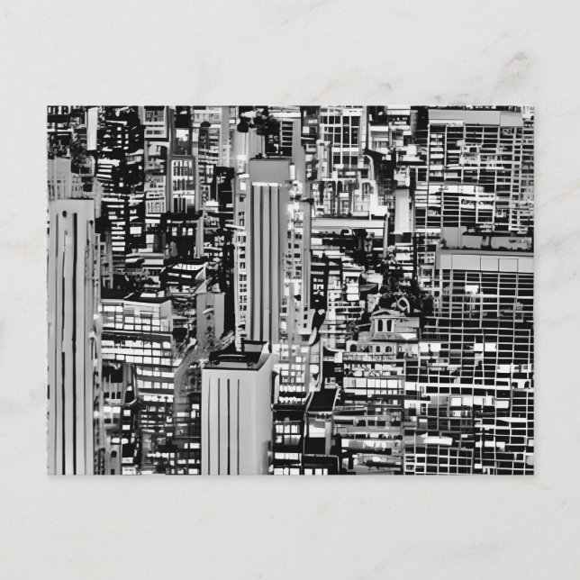 Carte Postale Paysage de New York en noir et blanc (Devant)